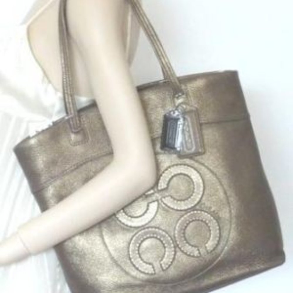 COACH 14967 JULIA OPA GOLD Bronze leather tote bag